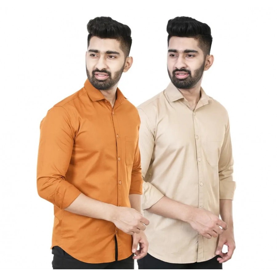 Stylish Men Cotton Regular Fit Casual Shirt Pack of 2