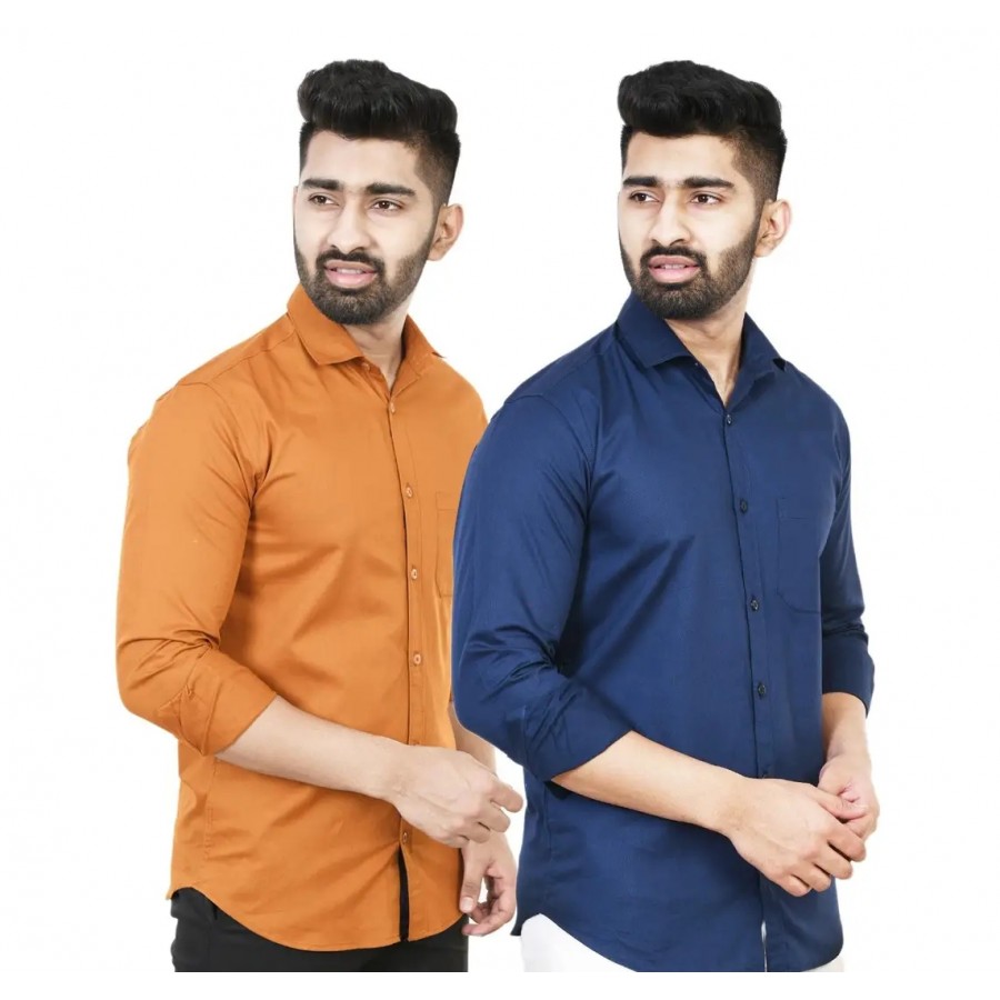 Stylish Men Cotton Regular Fit Casual Shirt Pack of 2