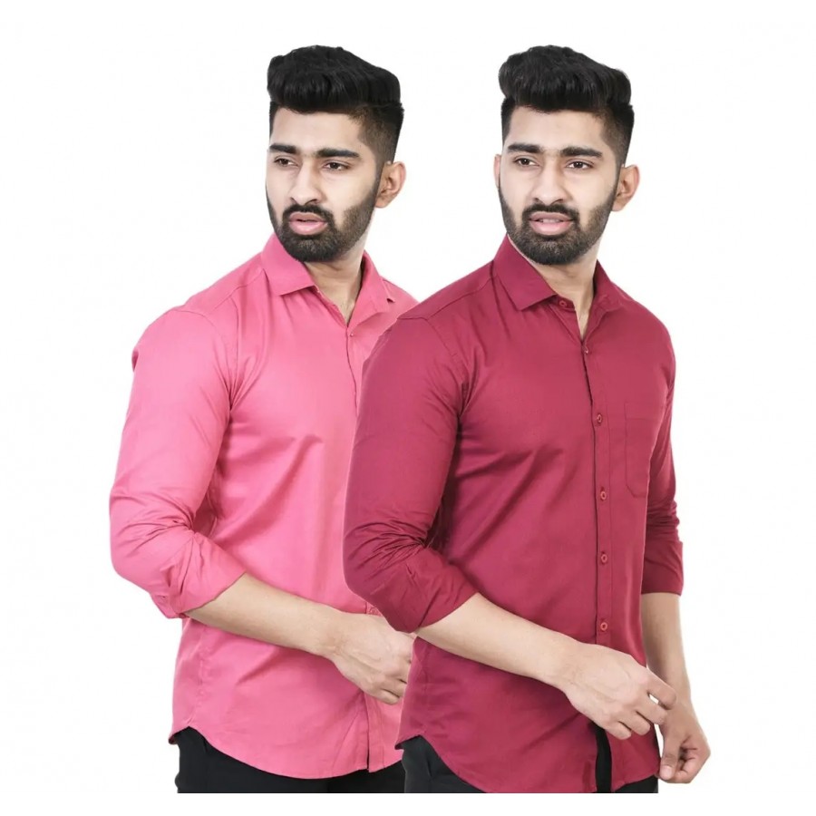 Stylish Men Cotton Regular Fit Casual Shirt Pack of 2