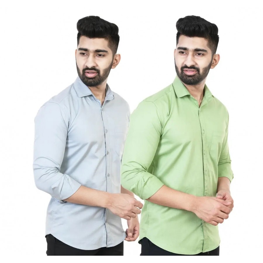 Stylish Men Cotton Regular Fit Casual Shirt Pack of 2