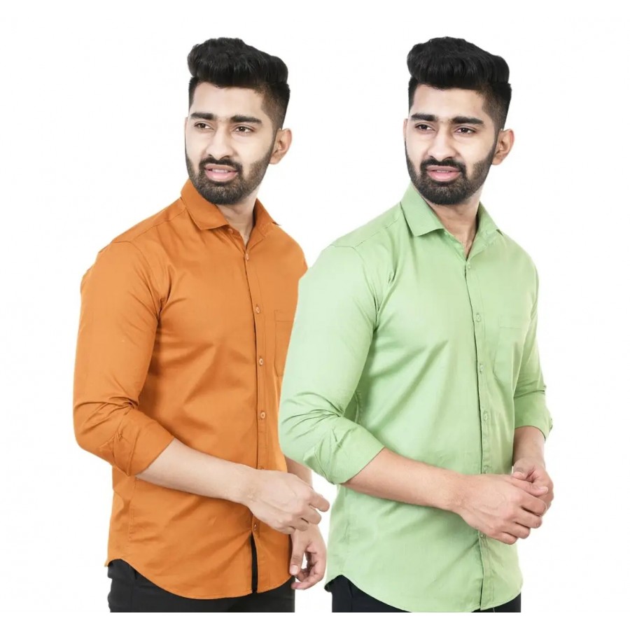 Stylish Men Cotton Regular Fit Casual Shirt Pack of 2