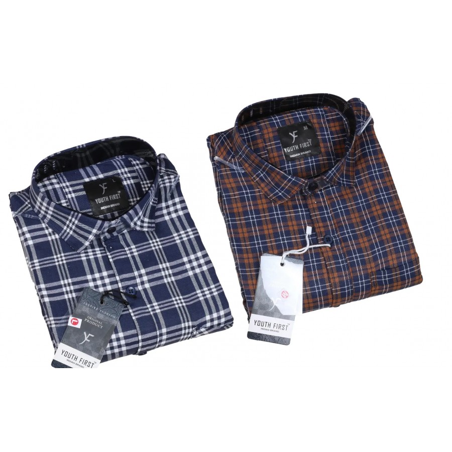 Stylish Men Cotton Regular Fit Casual Shirt Pack of 2