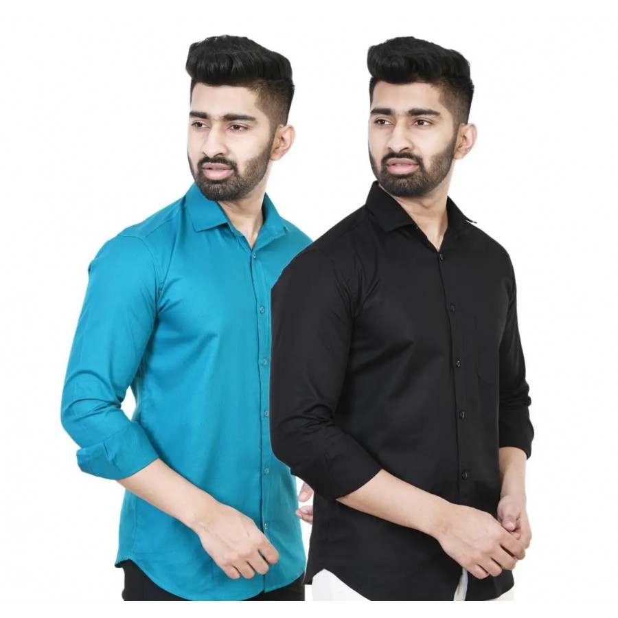 Stylish Men Cotton Regular Fit Casual Shirt Pack of 2