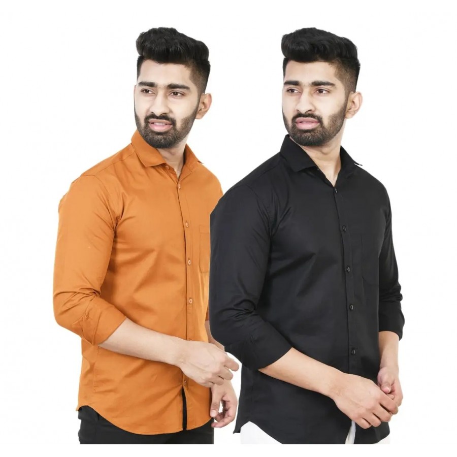 Stylish Men Cotton Regular Fit Casual Shirt Pack of 2