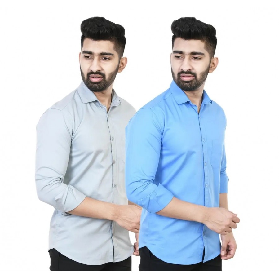 Stylish Men Cotton Regular Fit Casual Shirt Pack of 2