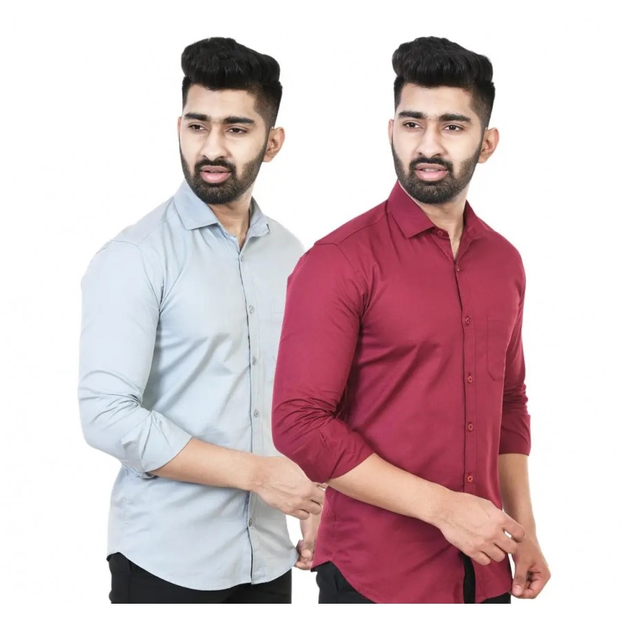 Stylish Men Cotton Regular Fit Casual Shirt Pack of 2