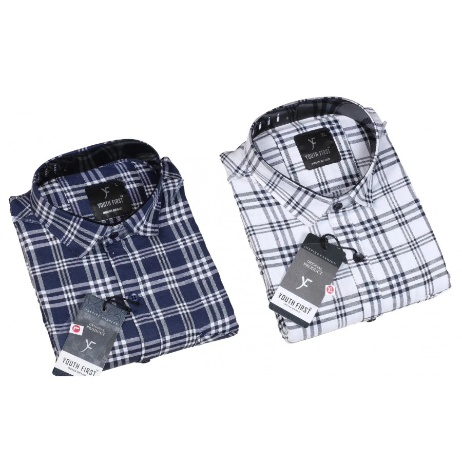 Stylish Men Cotton Regular Fit Casual Shirt Pack of 2