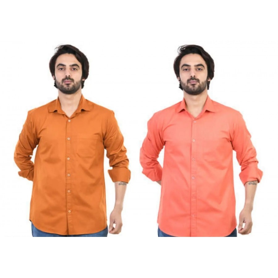 Stylish Men Cotton Regular Fit Casual Shirt Pack of 2