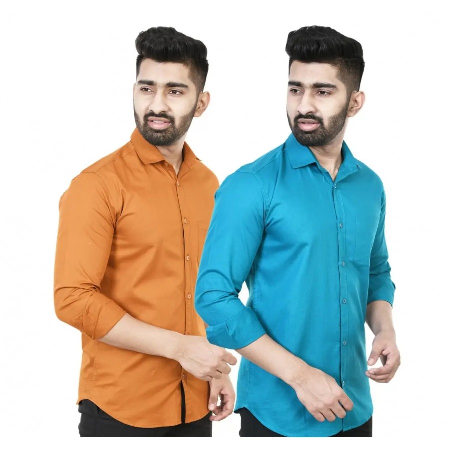 Stylish Men Cotton Regular Fit Casual Shirt Pack of 2