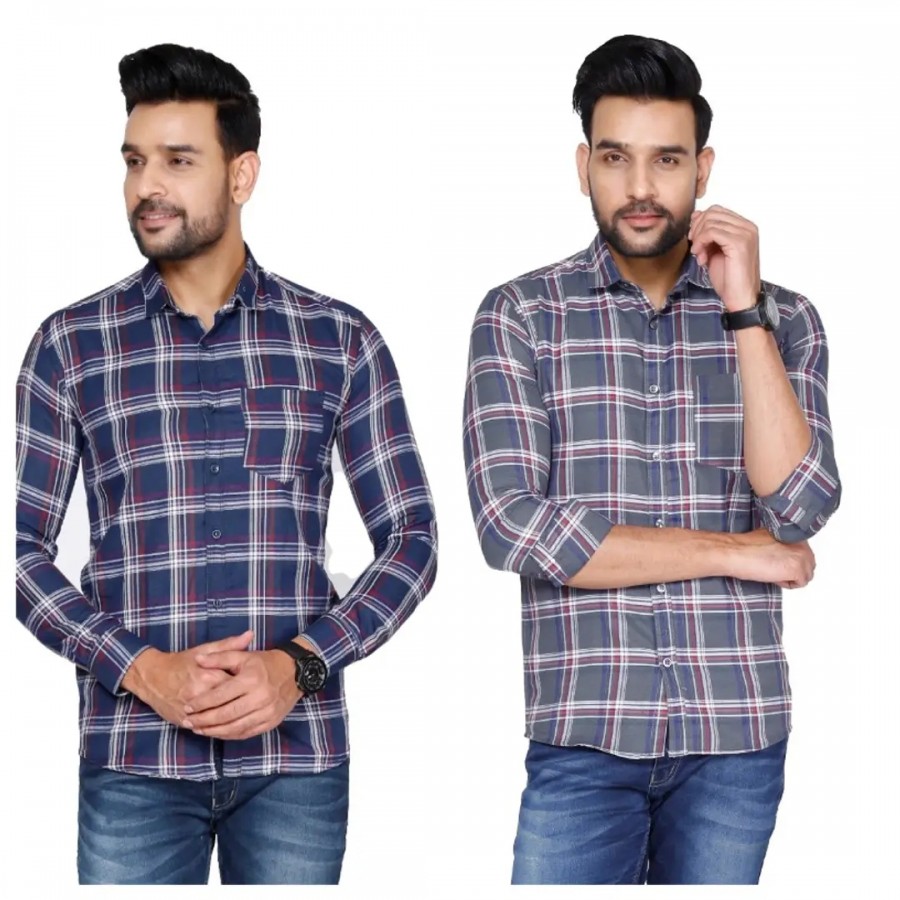 Stylish Mens Check Shirt Combo Of 2