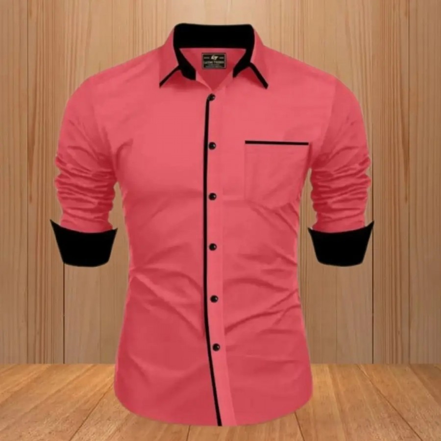 Stylish Orange Cotton Solid Long Sleeves Casual Shirt For Men