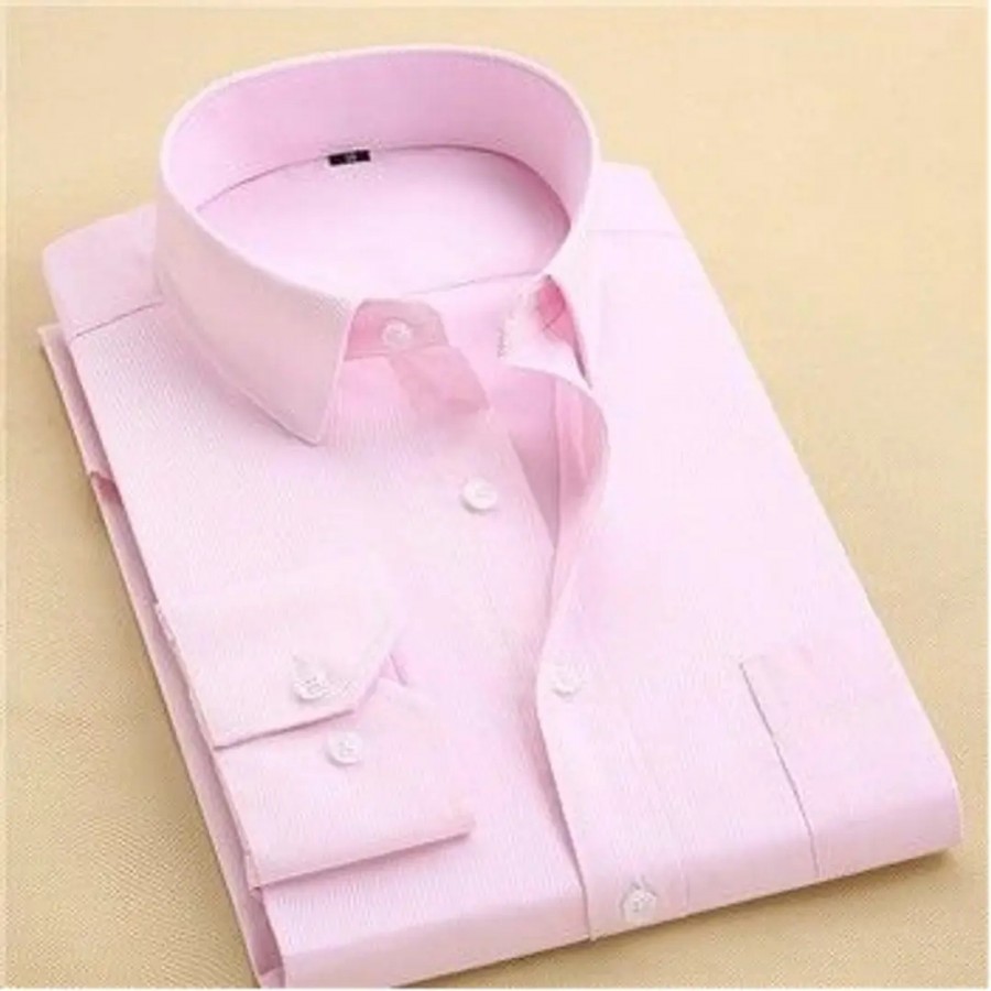 Stylish Pink Solid Long Sleeves Shirt For Men