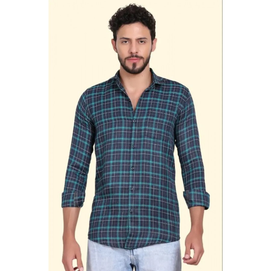 Stylish Polycotton Checked Long Sleeves Casual Shirt for Men