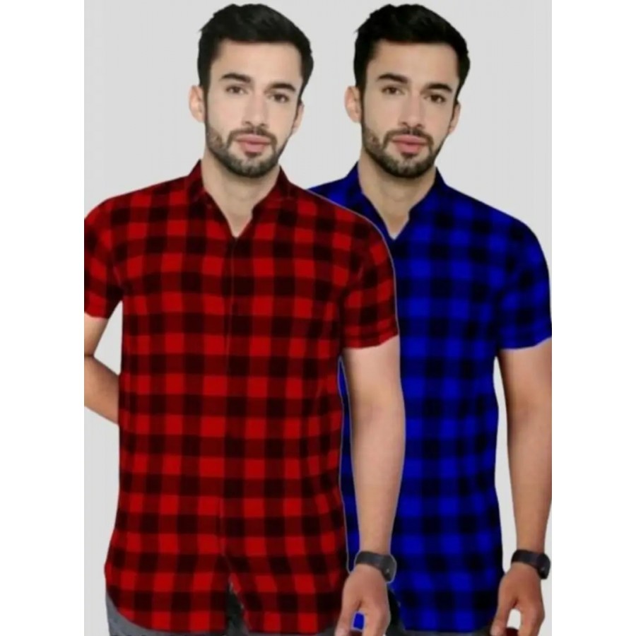 Stylish Premium Cotton Checked Mens Shirt - Pack of 2