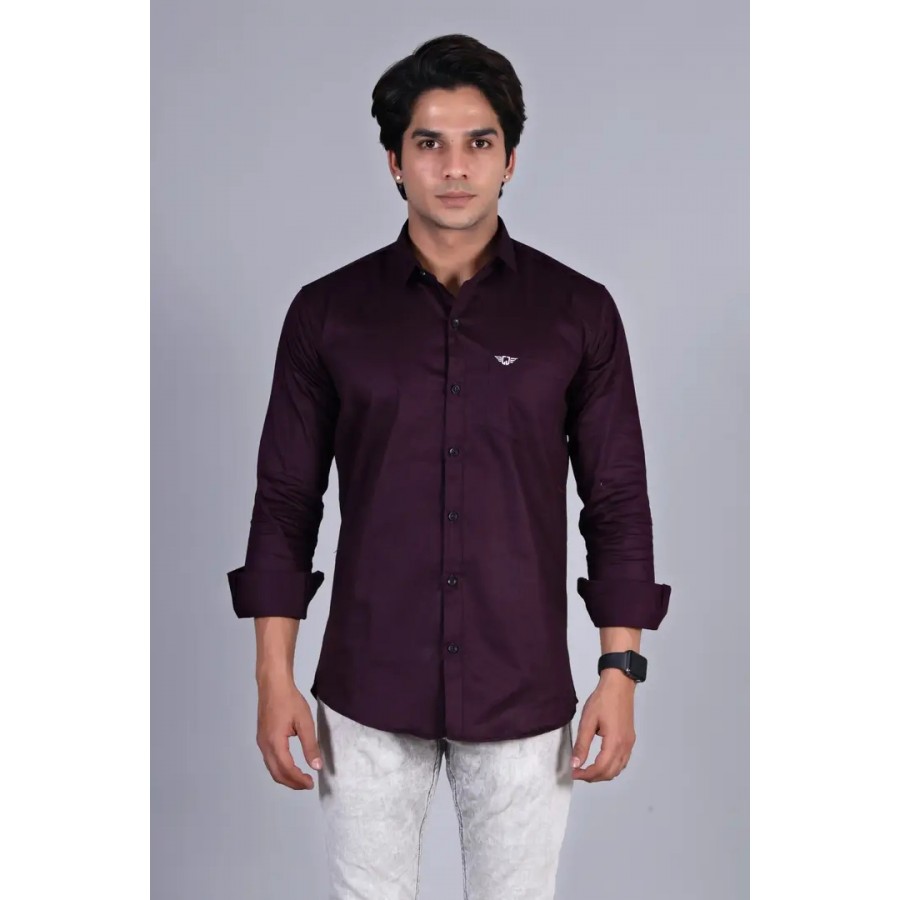 Stylish Purple Cotton Solid Casual Shirts For Men