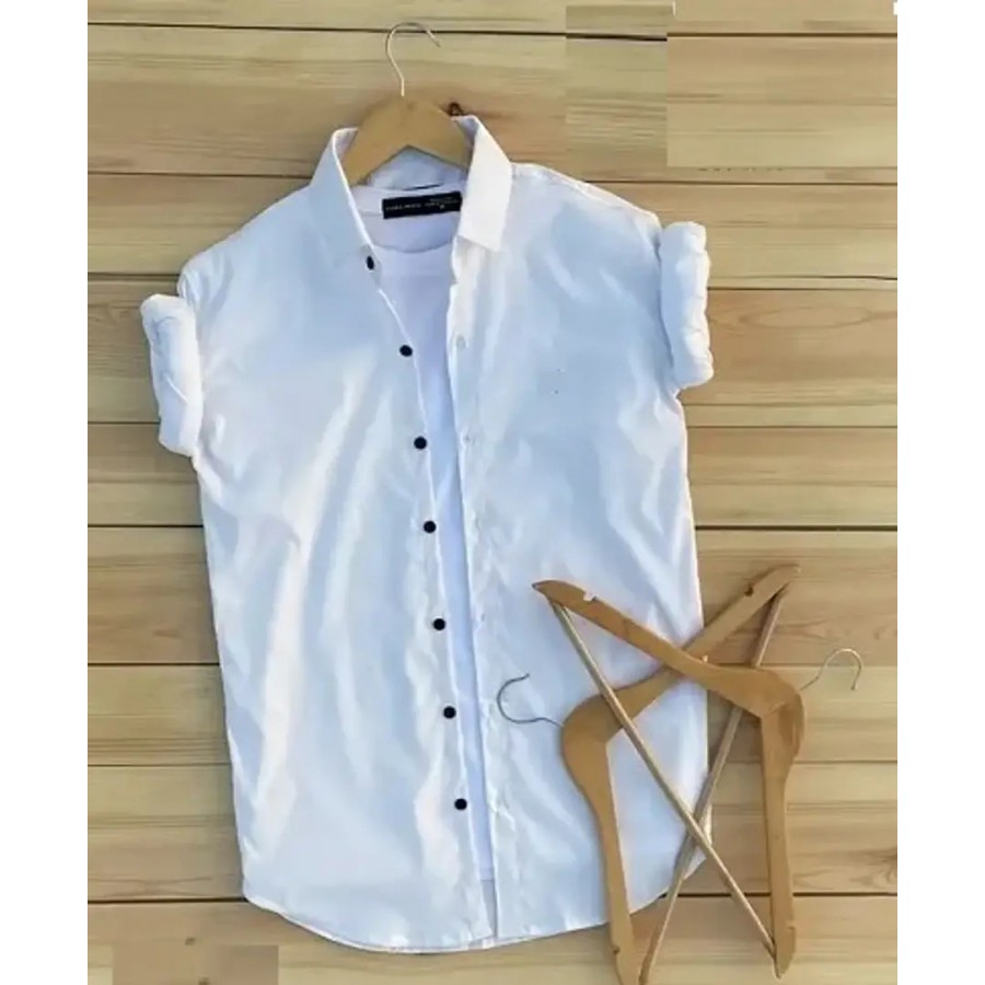 Stylish White Solid Long Sleeves Shirt For Men