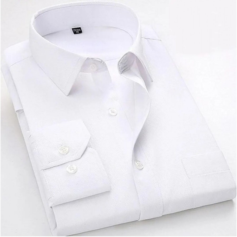 Stylish White Solid Long Sleeves Shirt For Men