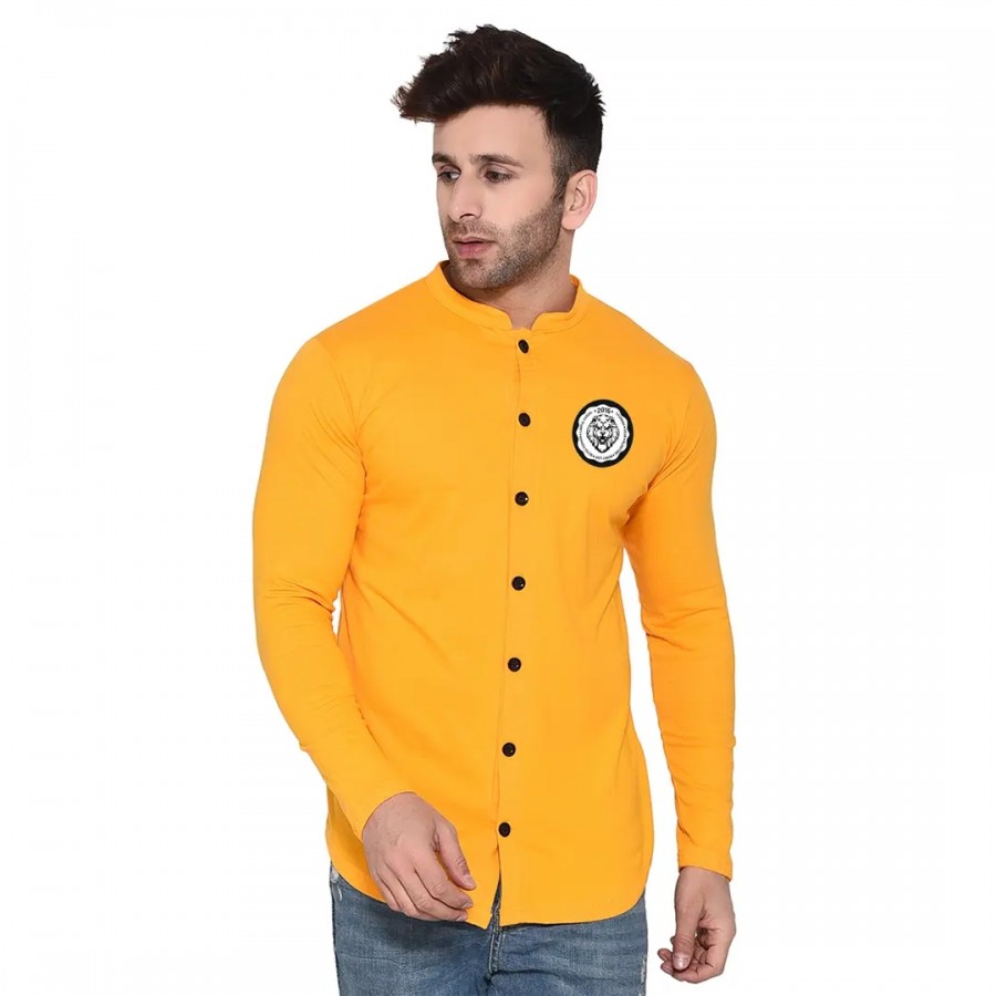 Stylish Yellow Cotton Blend Long Sleeves Regular Fit Casual Shirt For Men