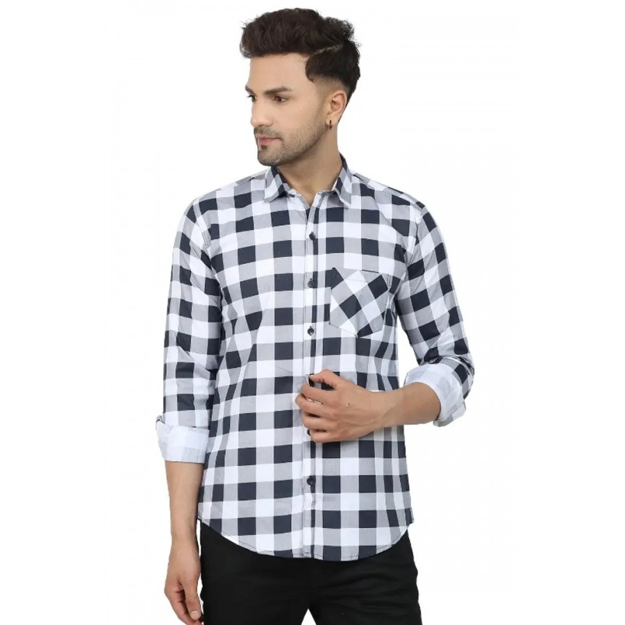 Trendy Cotton Blend Check Shirt for Men