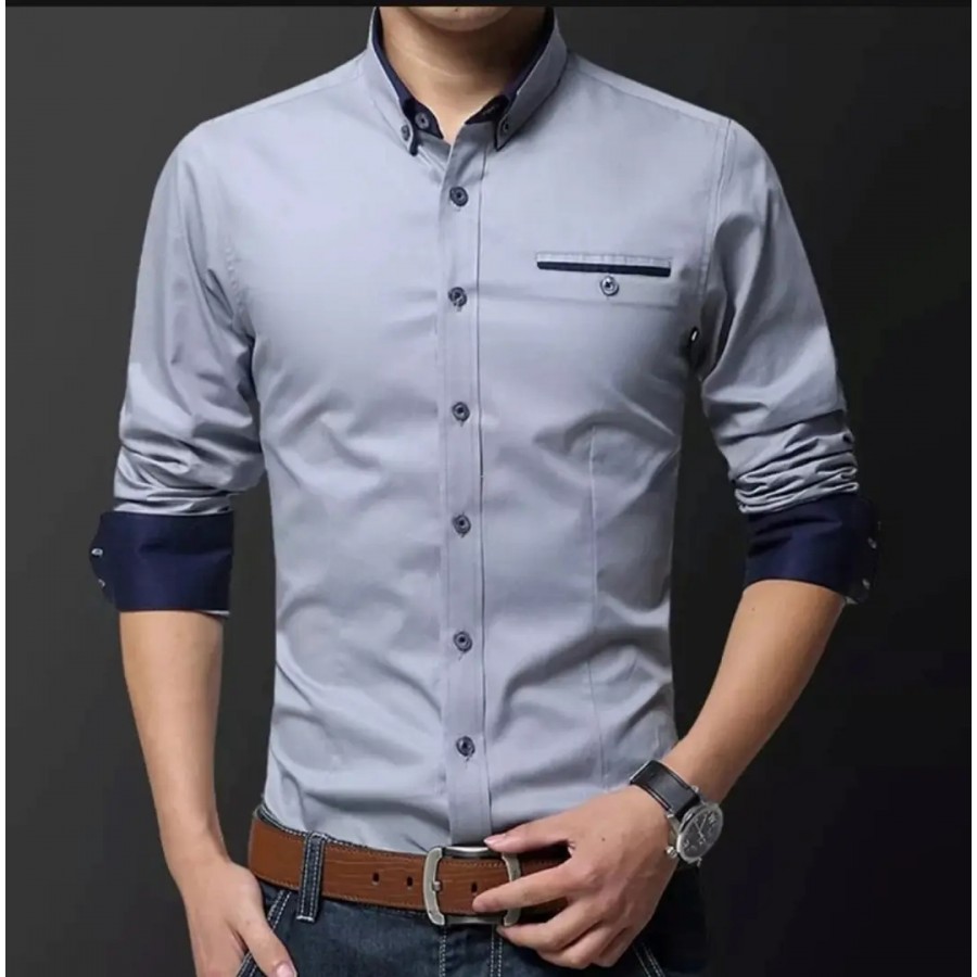 Trendy Silk Blend Long Sleeves Casual Shirt for Men