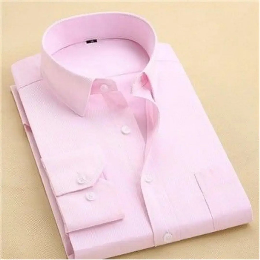 Trendy Pink Cotton Long Sleeves Solid Regular Fit Casual Shirt For Men