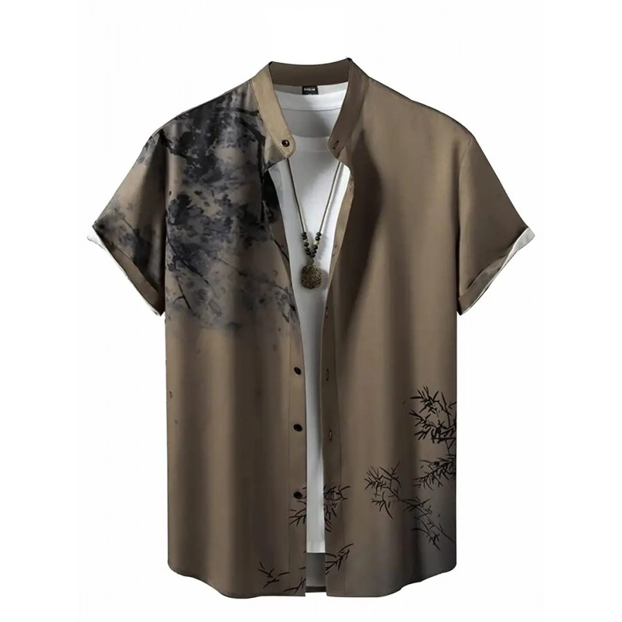 Uiriuy Cotton Solid Half Sleeve Shirt for Men (X-Large, Brown Tree)