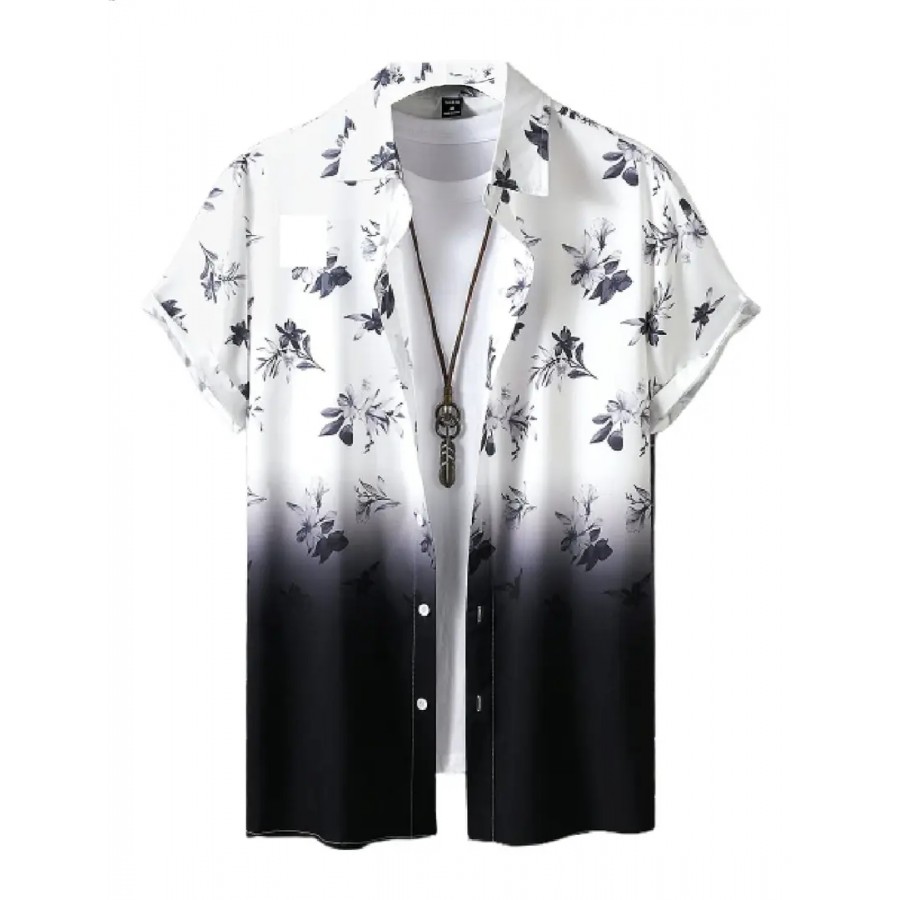 Uiriuy Funky Printed Shirt for Men (X-Large, Black Flower)