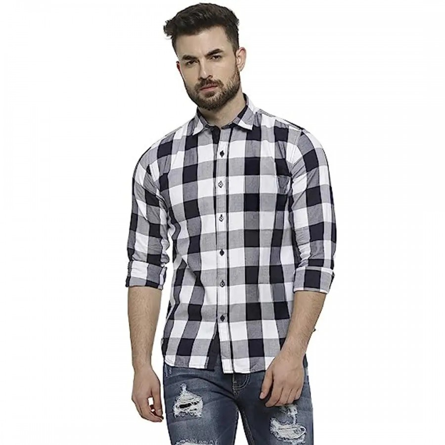 White Check Cotton Full Sleeve Shirt