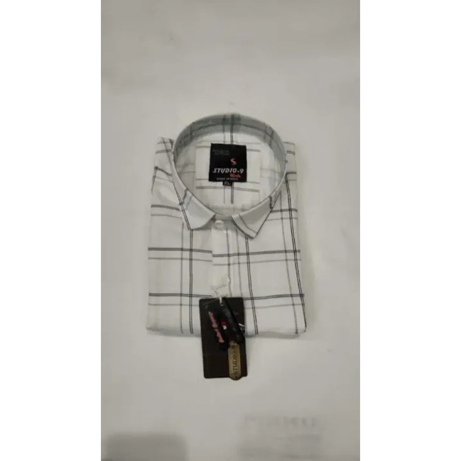 White Cotton Printed Casual Shirts For Men