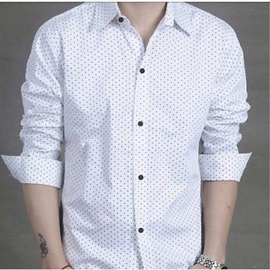 White Cotton Printed Casual Shirts For Men