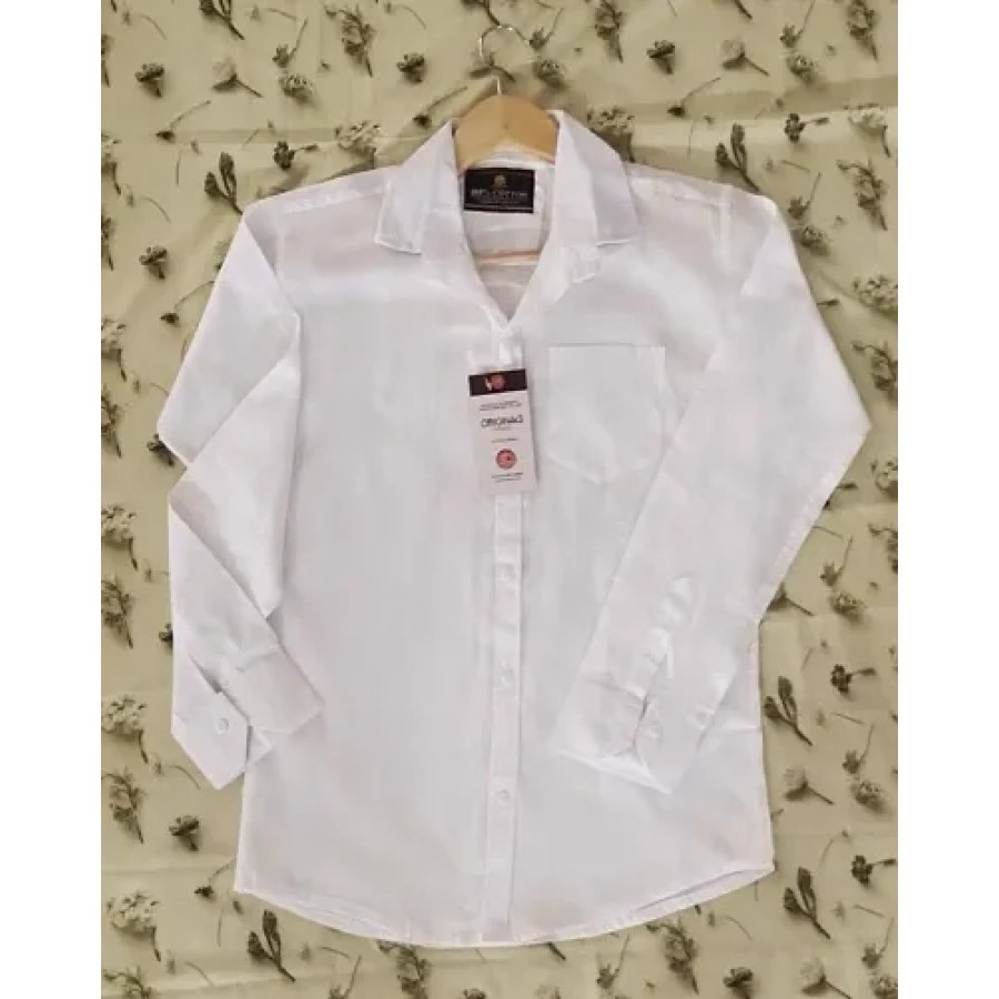 White Cotton Solid Casual Shirts For Men