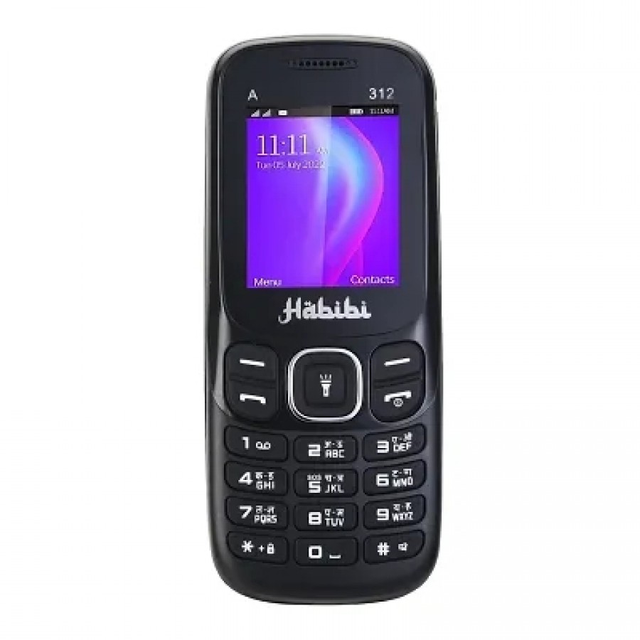 Habibi 312 (Black) Phone with 1.8 INCH Display,1000 MAH Battery,Contains Many Indian Language,Basic Keypad Phone