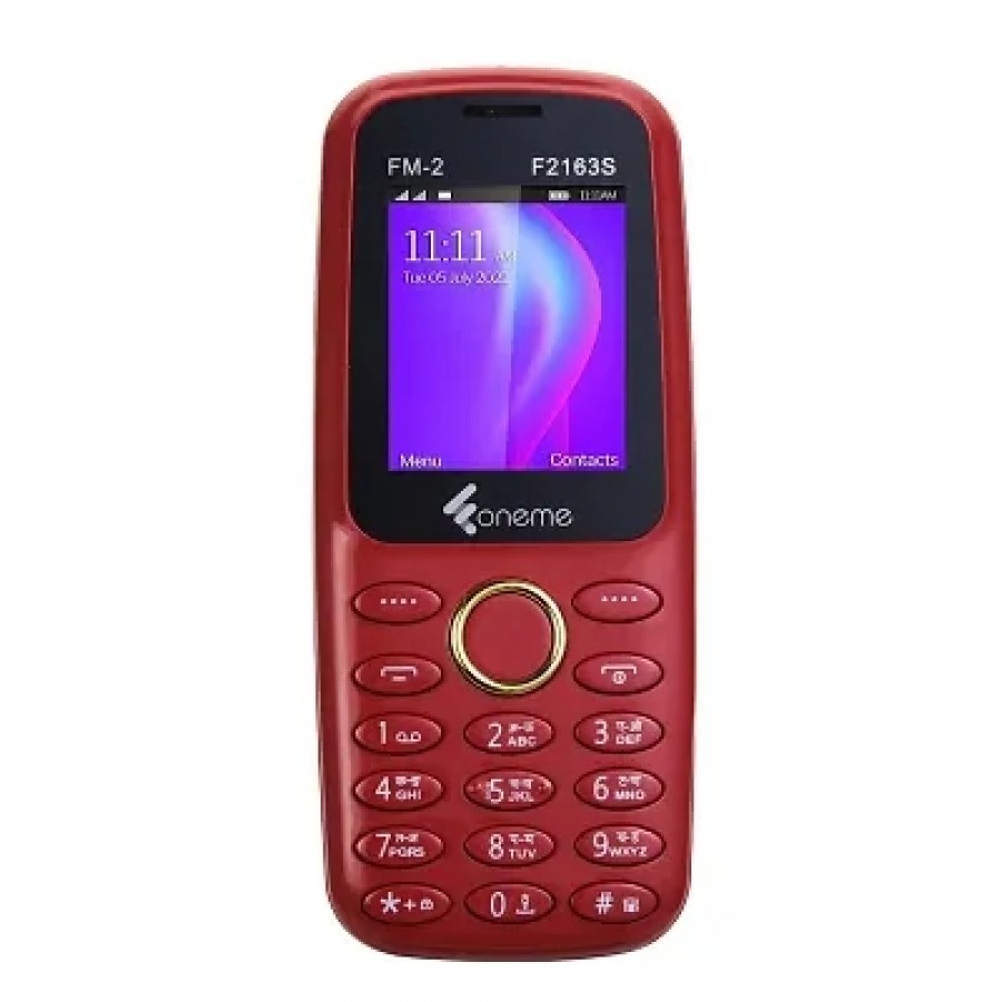 ONEME F2163 (RED) Phone with 1.8 INCH Display,1100 MAH Battery,Contains Many Indian Language,Basic Keypad Phone