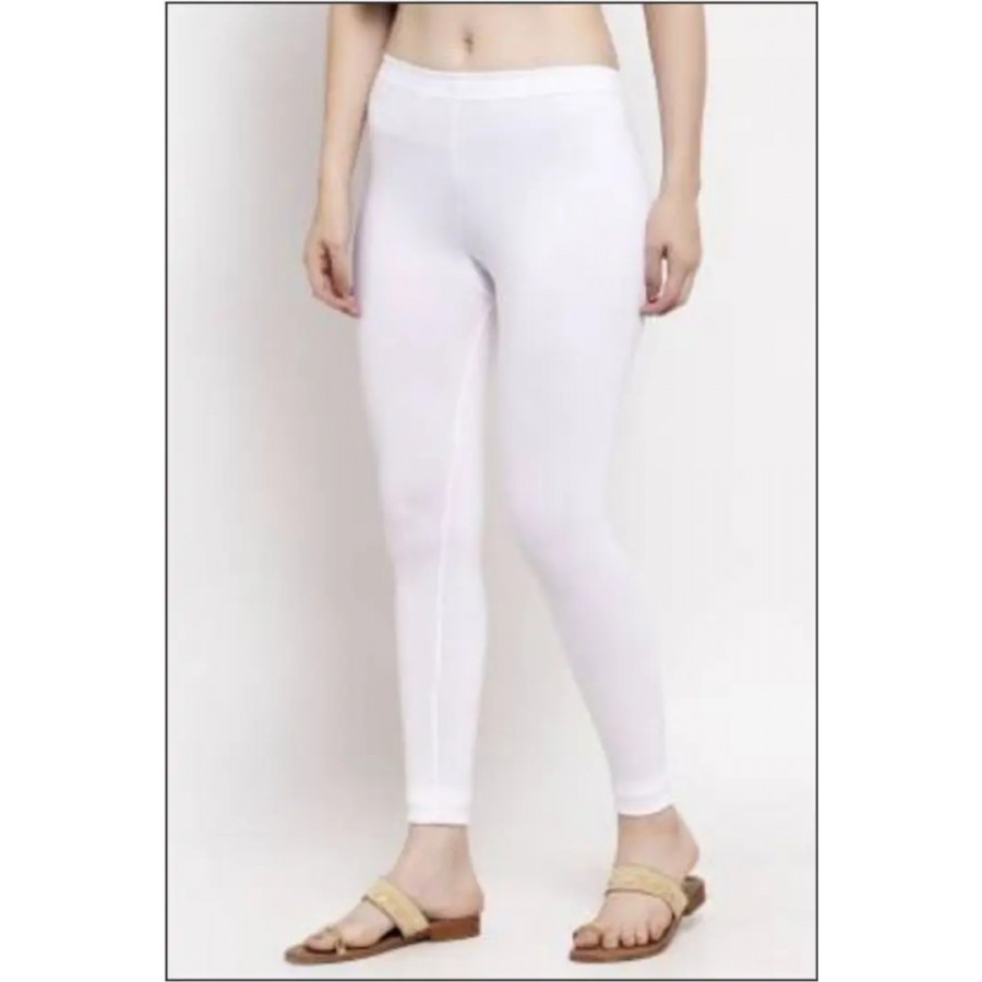 Ankle Length Legging  (White, Solid)