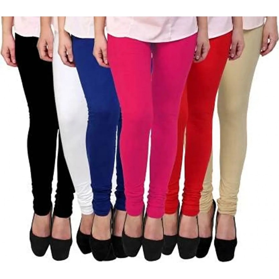 Fabulous Cotton Lycra Solid Ethnic Leggings For Women Pack Of 6