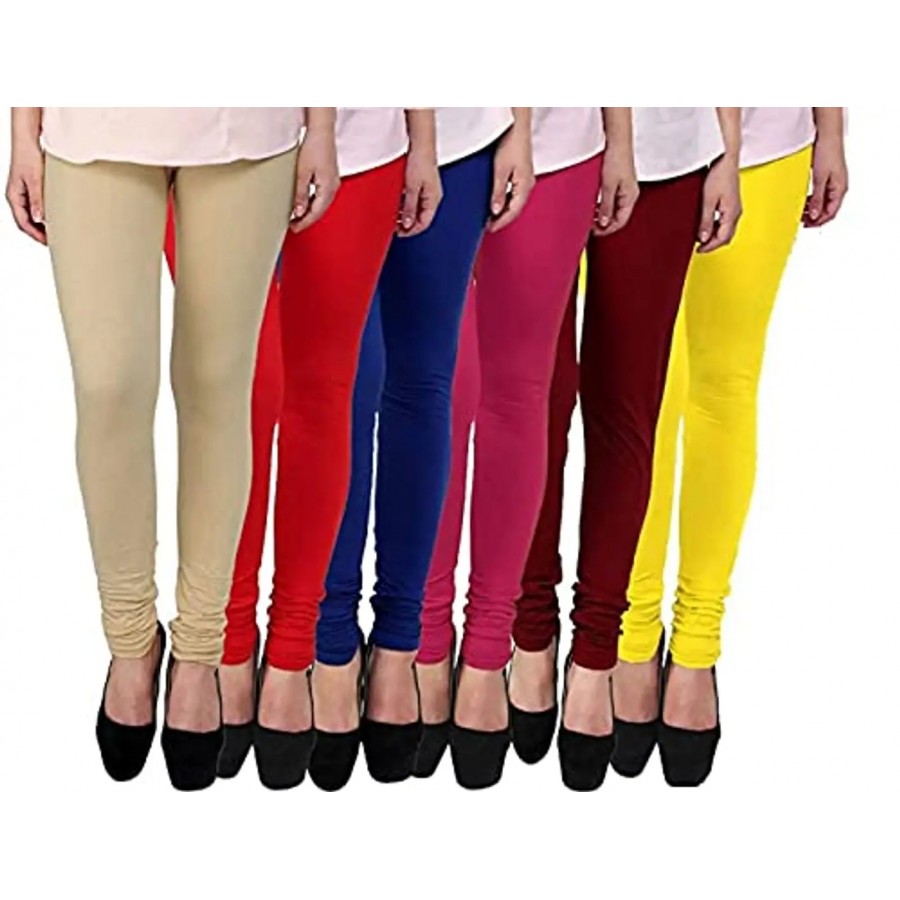 Fabulous Cotton Lycra Solid Ethnic Leggings For Women Pack Of 6