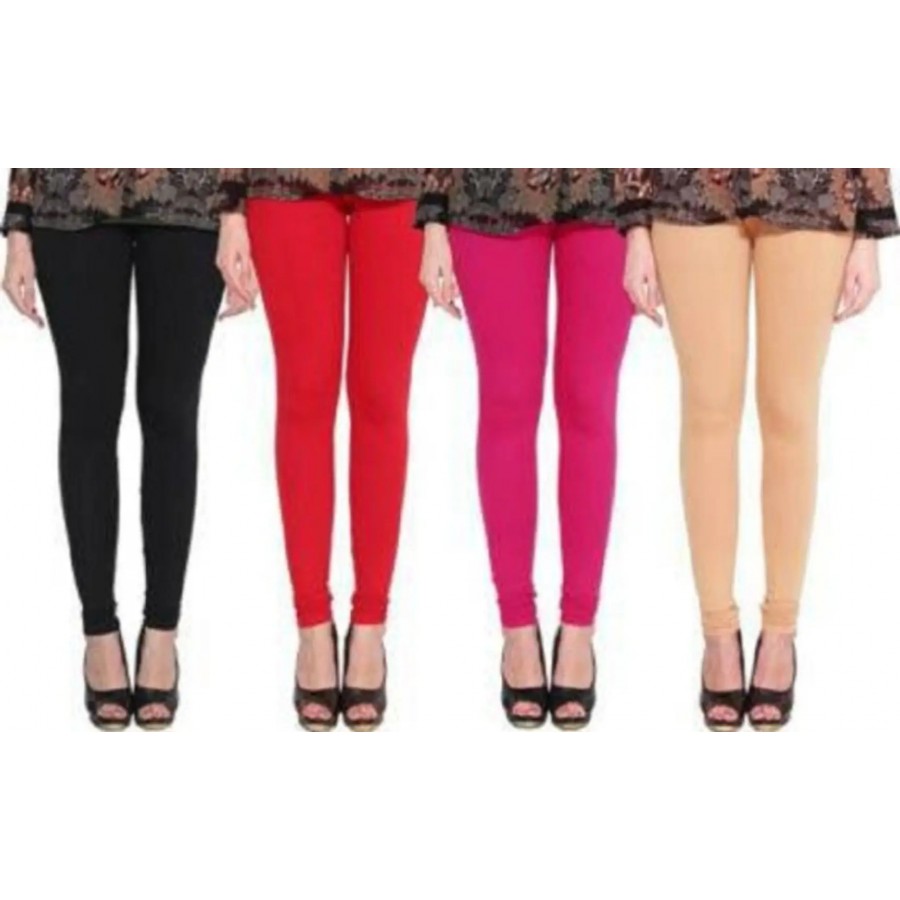 Multicoloured Cotton Leggings Combo Of 4