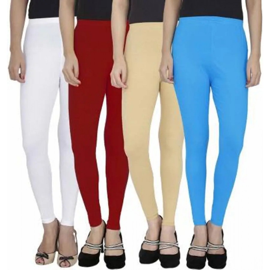 Multicoloured Cotton Leggings Combo Of 4