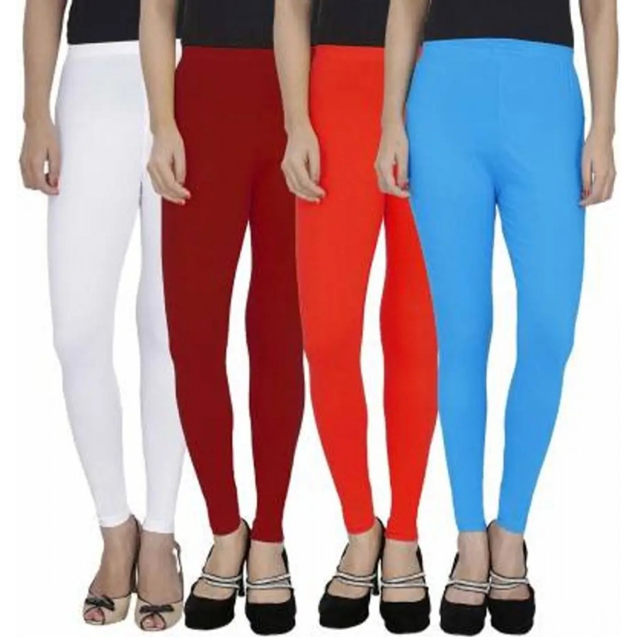 Multicoloured Cotton Leggings Combo Of 4