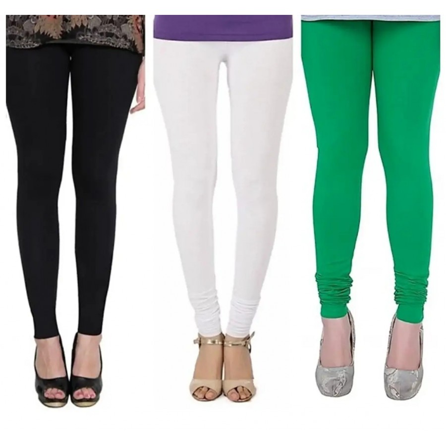 Multicoloured Cotton Leggings || Combo of 3 Leggings ||