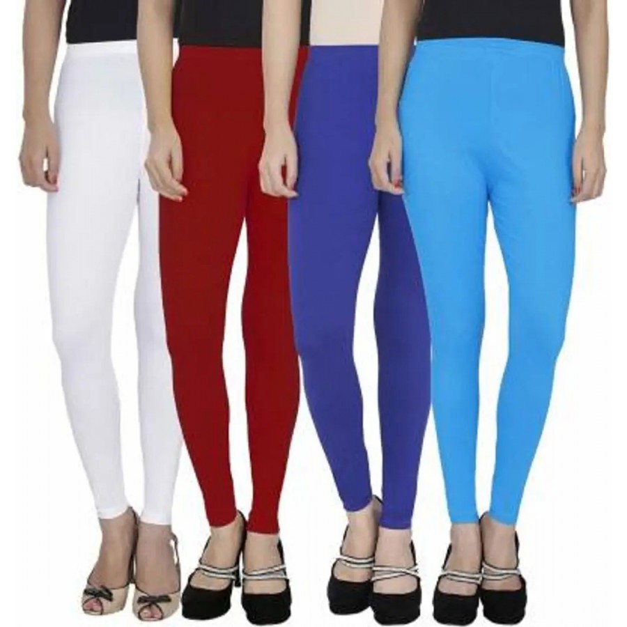 Multicoloured Cotton Leggings || Combo of 4 Leggings ||