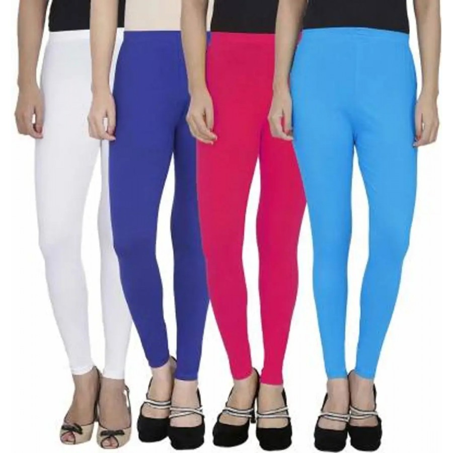 Multicoloured Cotton Leggings || Combo of 4 Leggings ||