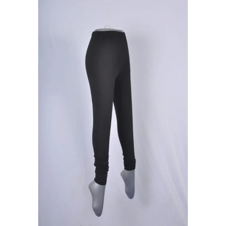 Stylish Black Cotton Solid Leggings For Women