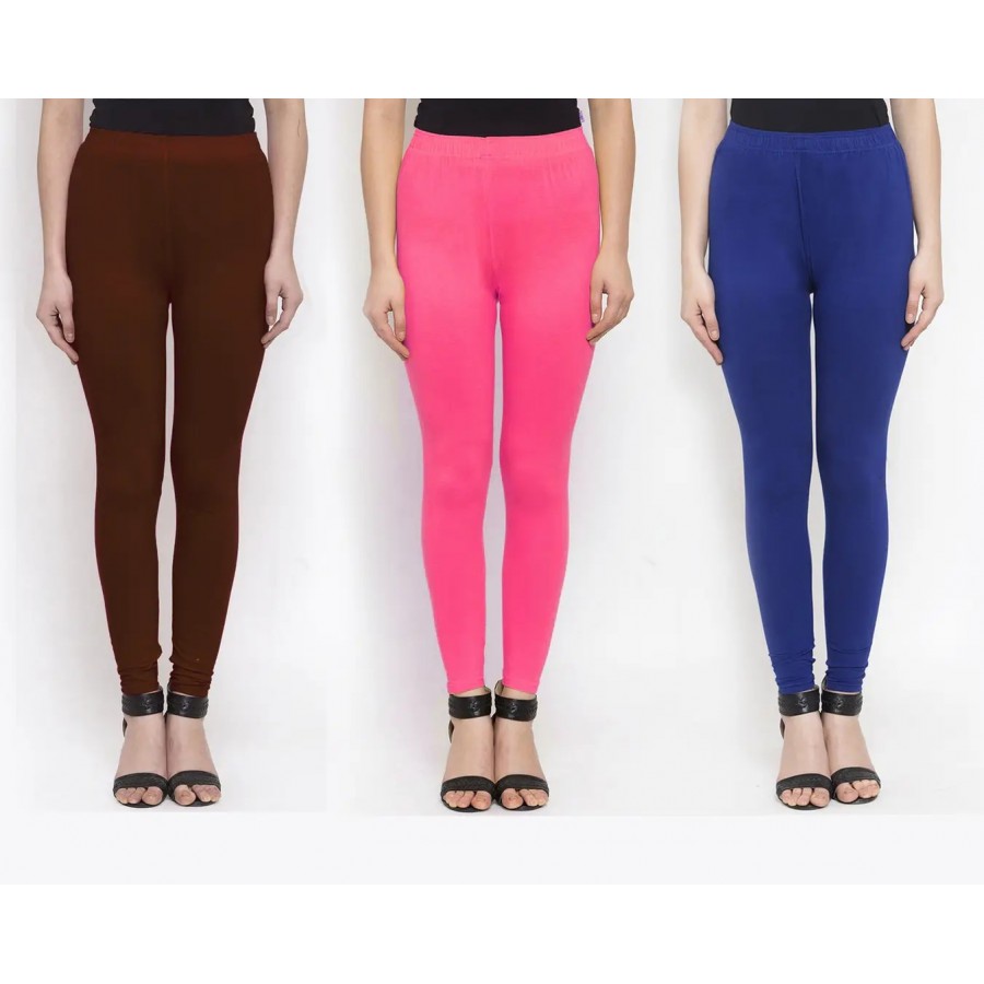 Stylish Cotton Solid Leggings For Women ( Pack Of 3 )