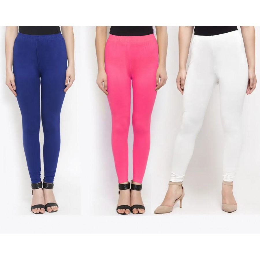 Stylish Cotton Solid Leggings For Women ( Pack Of 3 )