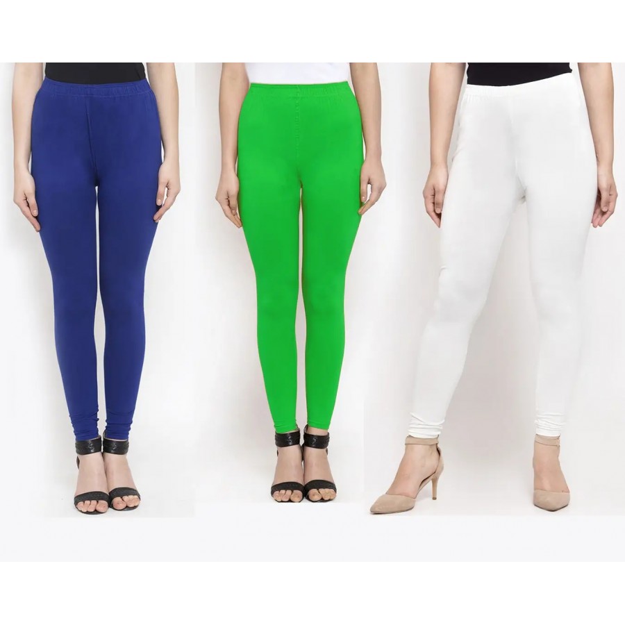 Stylish Cotton Solid Leggings For Women ( Pack Of 3 )