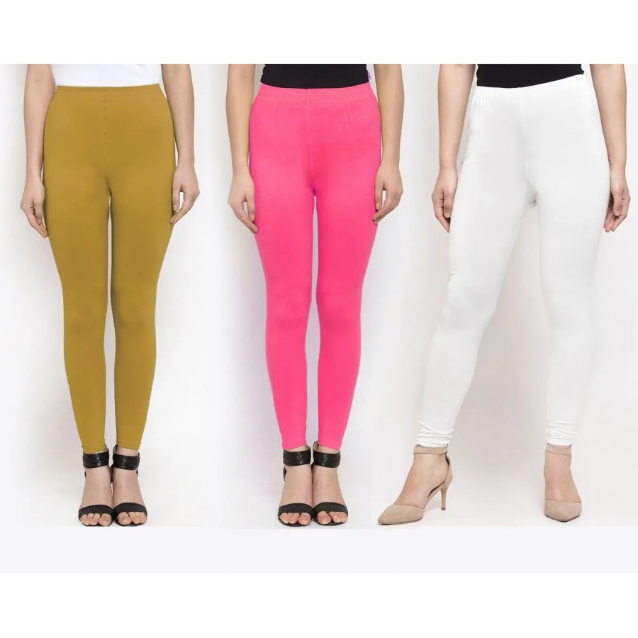 Stylish Cotton Solid Leggings For Women ( Pack Of 3 )