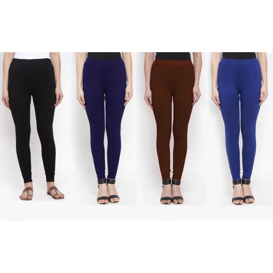 Stylish Cotton Solid Leggings For Women ( Pack Of 4 )