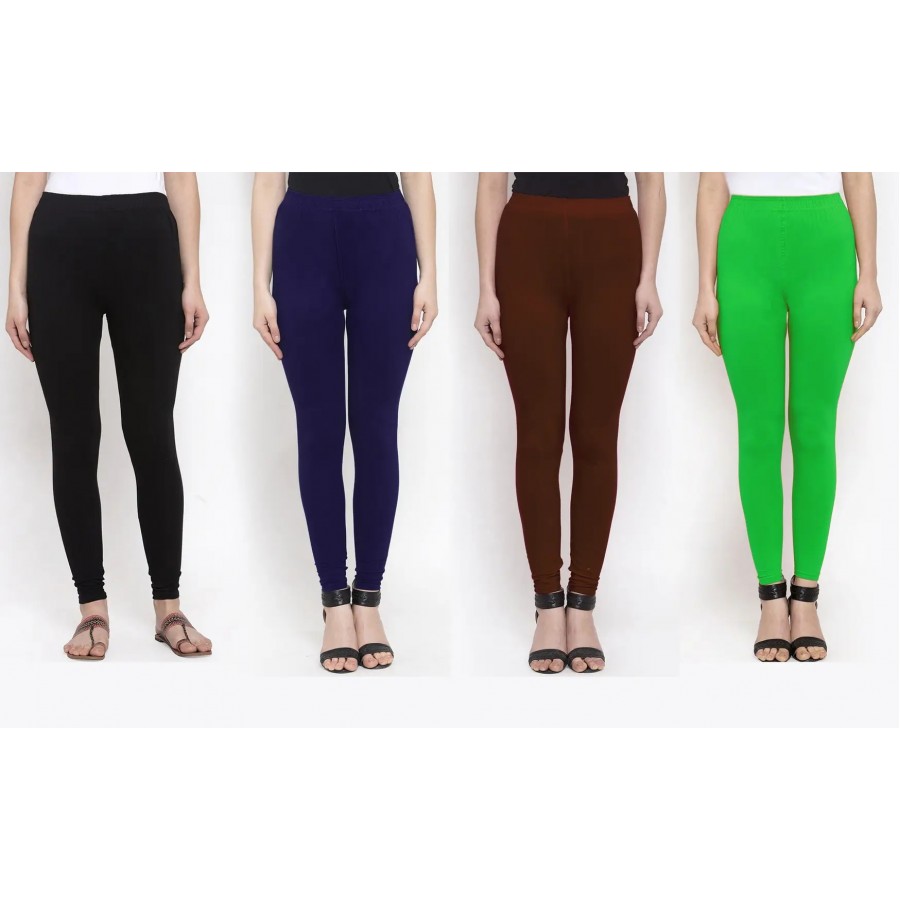 Stylish Cotton Solid Leggings For Women ( Pack Of 4 )