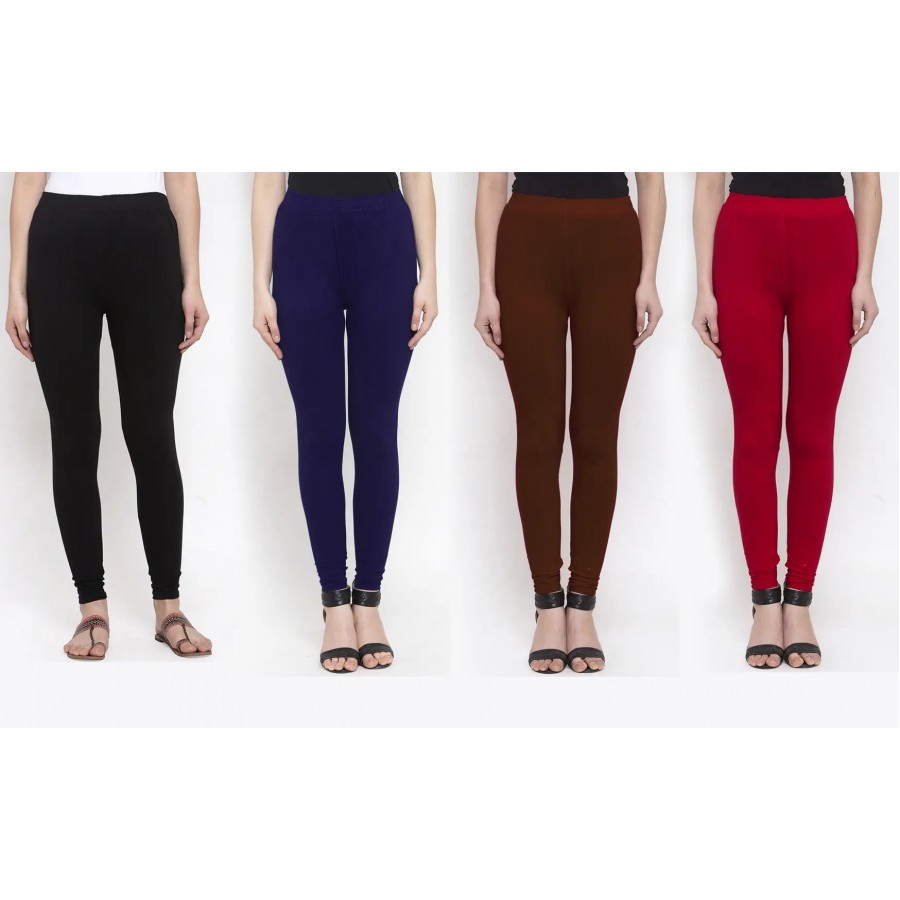 Stylish Cotton Solid Leggings For Women ( Pack Of 4 )